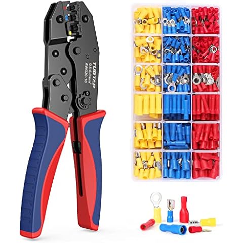 Crimpzange Kabelschuhe Set - TUBTAP® Kabelschuhzange Set Crimpzange für Kabelschuhe mit 700 Stück Isolierten Kabelschuhen Tool Kit 0,5-6mm²(AWG 20-10) Cover