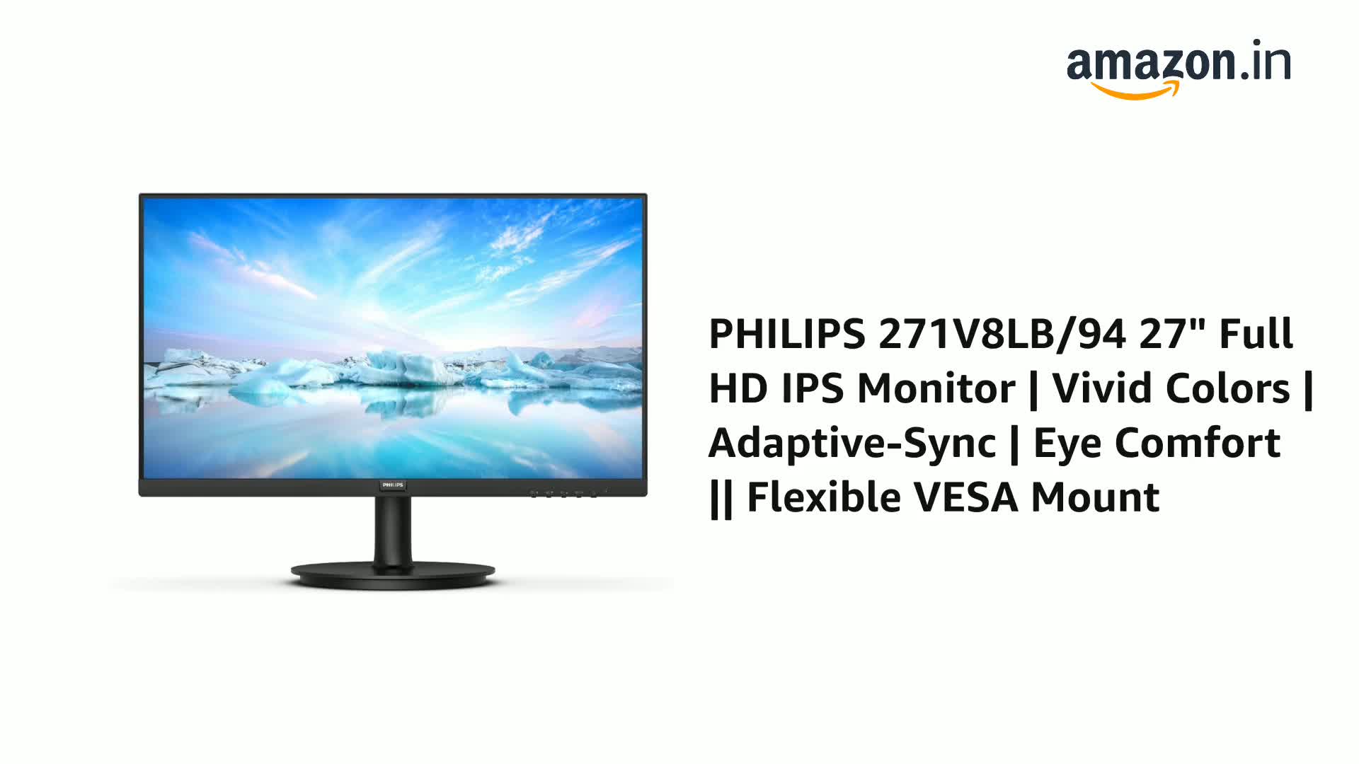 Philips 271V8LB 27 Inch Gaming Monitor Full HD IPS (1920x1080