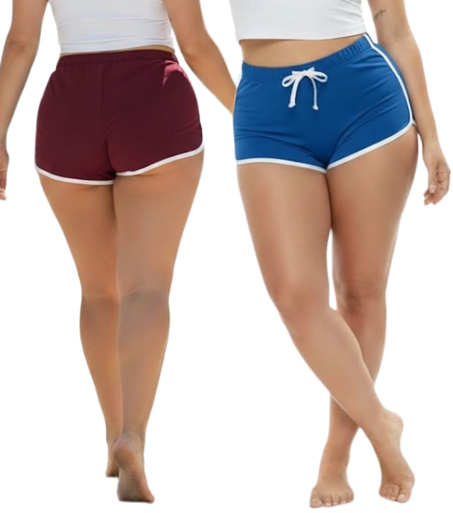 irana Womens Shorts Cotton High Waist Casual Summer Shorts for Women Stretchable Lycra Sports Gym Running Workout Yoga|Biker Shorts Cycling Shorts Comfortable Casual Wear Bottomwear-Pack of 2-picture-55