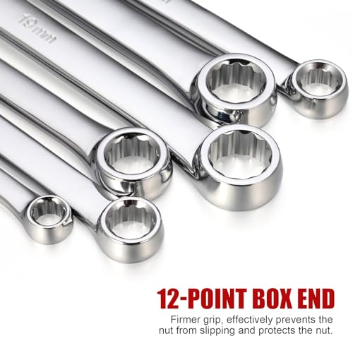 Image of 6-Piece Extra Long Double Box End Wrench Set | Chrome Vanadium Steel Aviation Wrenches Metric 8-19mm