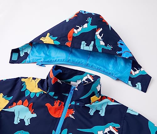 TOP&SKY KIDS Boys Dinosaur Rain Jacket Lightweight Waterproof Raincoats Windbreakers for Kids3