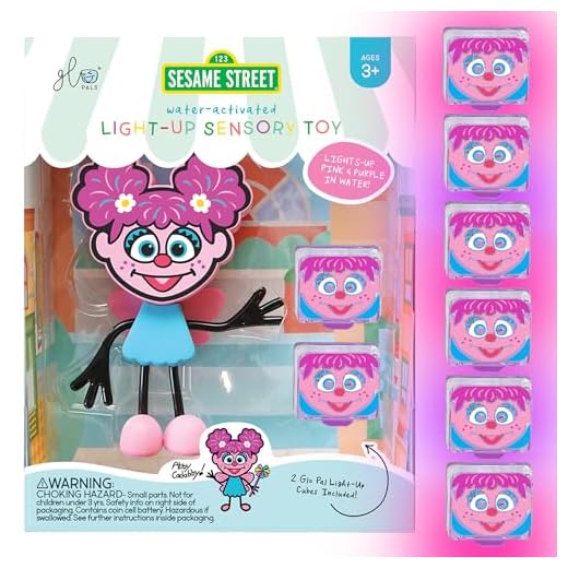 Glo Pals x Sesame Street Water-Activated Light-Up Cubes for Sensory Play (Abby Cadabby - Cubes with Character)