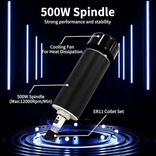 WolfPawn 3018 500W CNC Router Machine All Metal Structure 3 Aixs CNC Engraving Machine with Emergency Stop Button and Limit Switches for Wood Acrylic MDF Nylon Carving, Working Area 300X180X60mm - Image 2