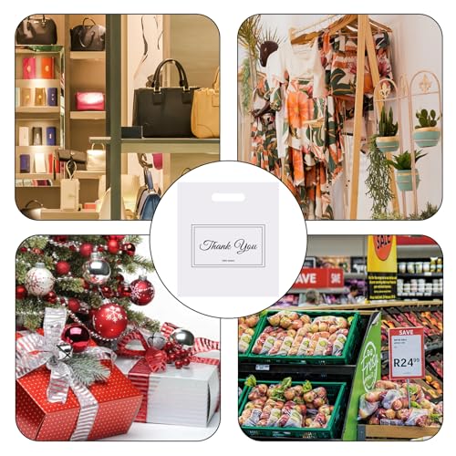 Belinlen 100Pcs 16x18 Inch Thank You Bags for Small Business Plastic Retail Shopping Bags for Stores, Boutique, Party, Gift, Clothes, and More Reusable Plastic Thank You Bags (White, 2.36mil Thickness) - Thumbnail 5
