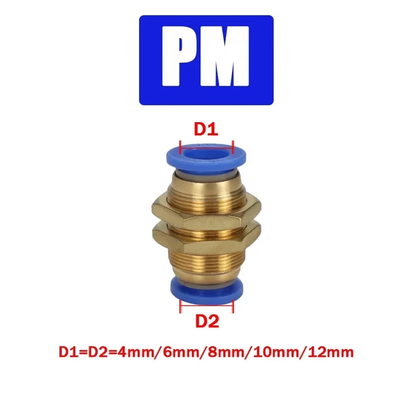 10/50/100 piezas de accesorios neumáticos for manguera de 4/6/8/10/12 mm, conector rápido de plástico for manguera(PM,100 PCS_12MM)