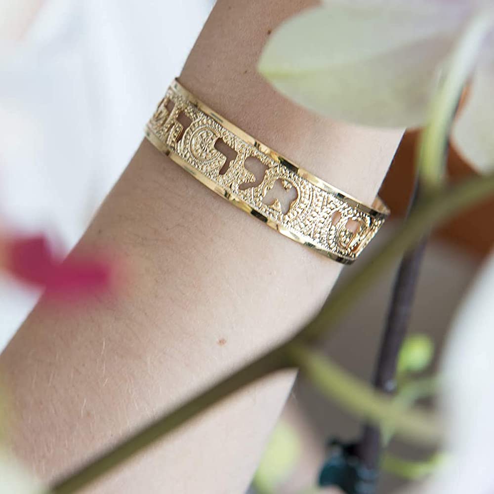 Exodus 14:14 Hebrew Gold Cuff Bracelet for Women – Bible Verse Jewelry Handmade in Israel, Faith-Based Gift
