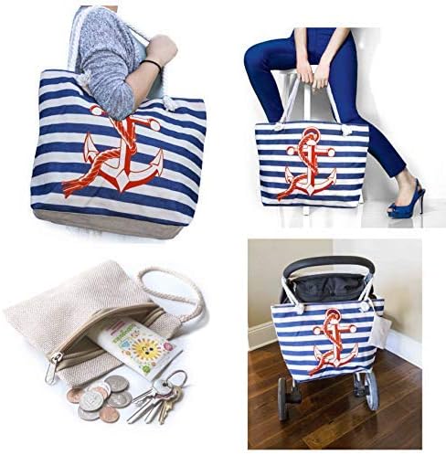 Summer Beach Bag, Large-Sized Tote Shoulder Bag With Rope Handles