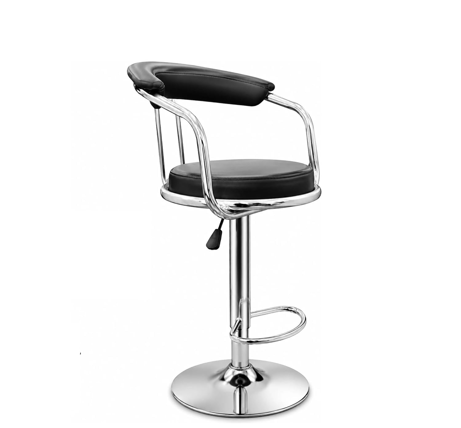 GUNJI Adjustable Bar Stool Chair for Kitchen Counter & Home Bar, Hydraulic Height Adjustable Swivel Chair, PU Leather Seat with Footrest, Chrome Base, Modern Counter Stool-image-3