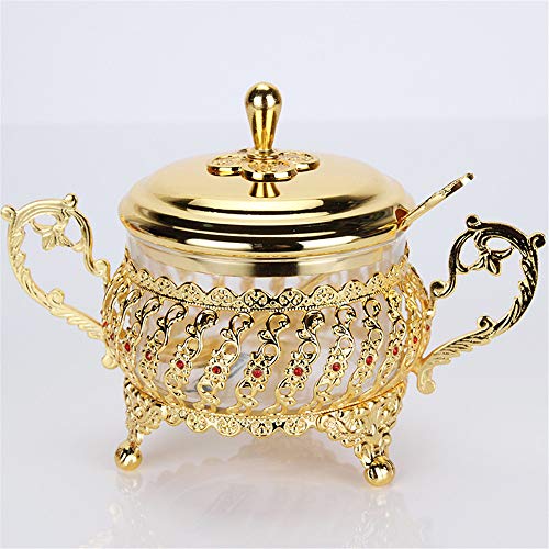 WEISIPU European Style Creative Seasoning Jar and Sugar Bowl with Sauce Bottle Storage Organizer - Includes Serving Spoon