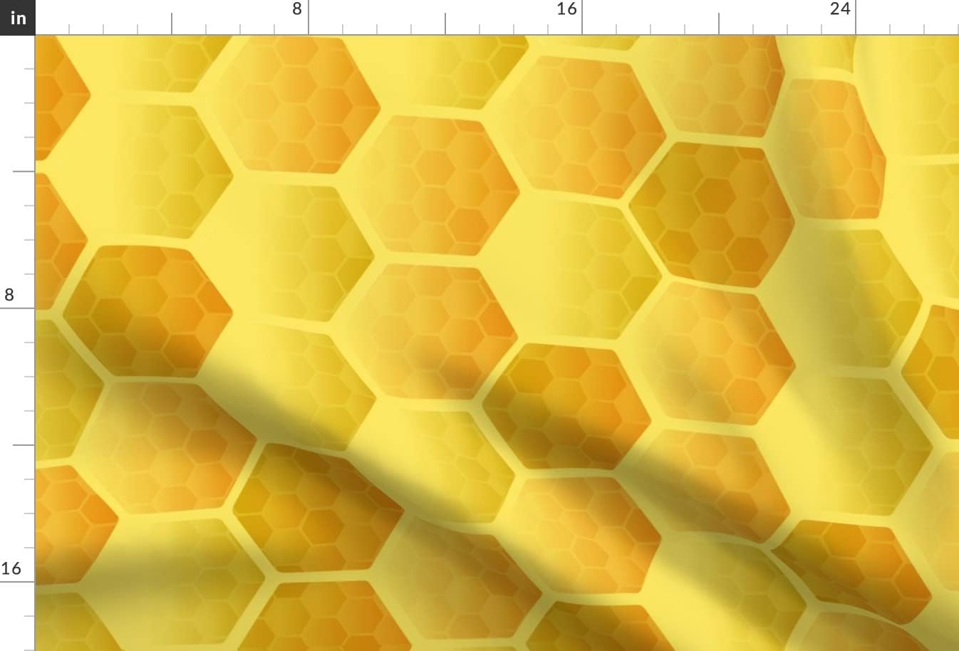 Spoonflower Fabric - Honeycomb Hexagon Honeybee Yellow Geometric Insect Bugs Pollinator Printed on Upholstery Velvet Fabric Fat Quarter - Upholstery Home Decor Bottomweight Apparel