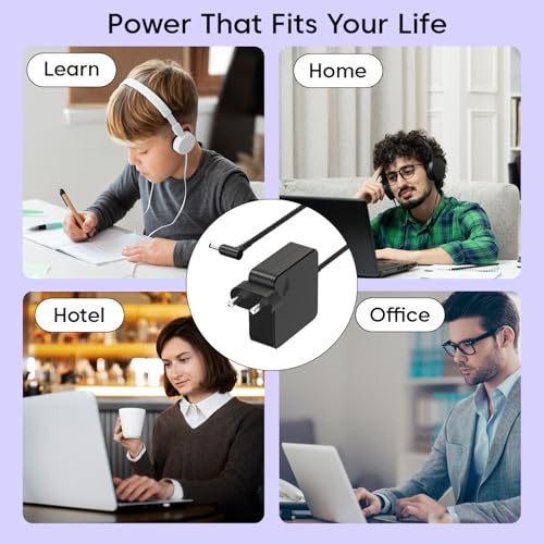 Image of 65W Laptop Charger for Len IdeaPad 1 3 5, Flex 4 5 6 1470 1480, IdeaPad 110 110s 310 320 330 330s 520 530s 710s L340 S145 S340 S540 Adapter; Yoga 720 710 510, Chromebook N22 N23 N42 Power Supply