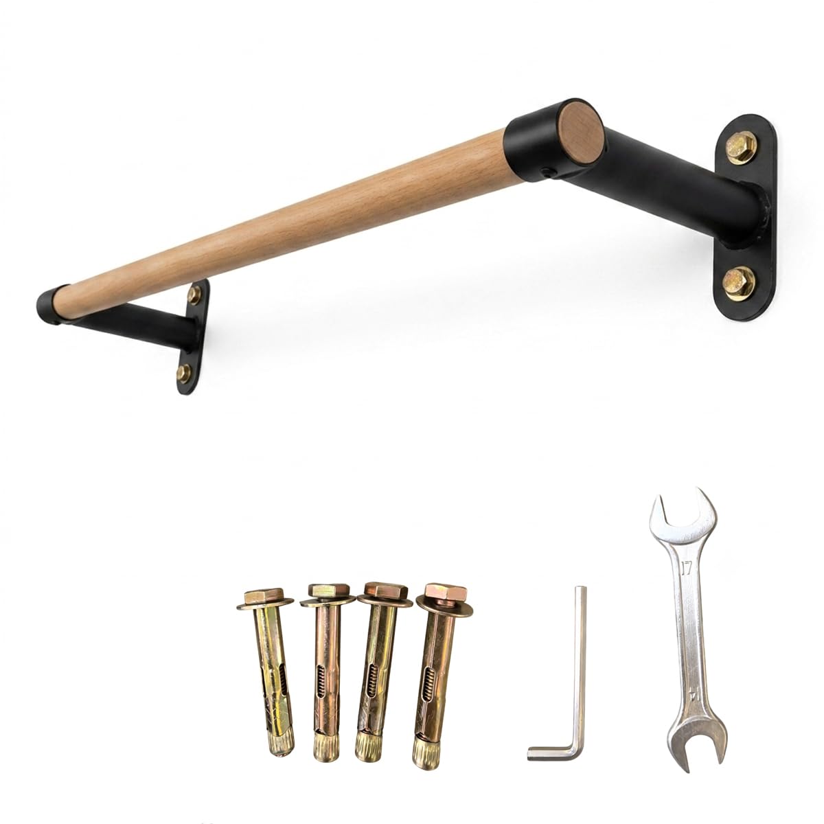 Klimmzugstange Wandmontage aus Holz, 40mm Holzgriff aus Buche, Platzsparende Pull Up Bar für Home Gym & Calisthenics, 130kg Belastbar – 100 CM