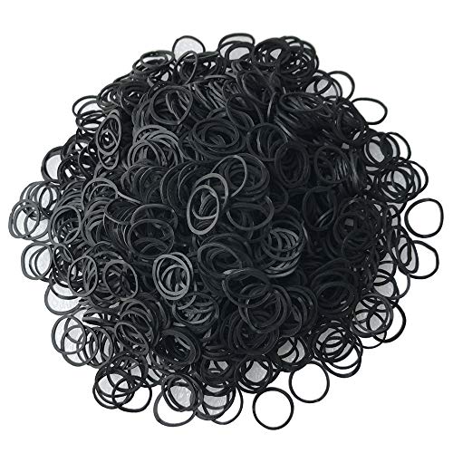 1200 Pcs Black Rubber Bandsï¼ŒMini Hair Rubber Bands, Rubber Hair Ties, for Kids Hair, Braids Hair, Wedding Hairstyle and More by Aivwis (Diameter 15 mm, Black)