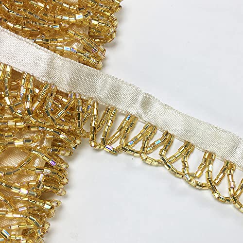 2-Yards Gold Iris Beaded Fringe For Home Deco, Lamp Shade, Costume, 3/4", Sp-2370 #TOP1