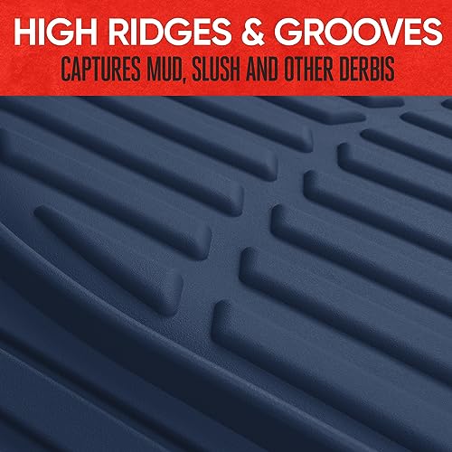 Image of Motor Trend FlexTough Floor Mats for Cars, Blue Deep Dish All-Weather Car Mats, Waterproof Trim-to Fit Automotive Floor Mats for Cars Trucks SUV, Universal Floor Liner Car Accessories