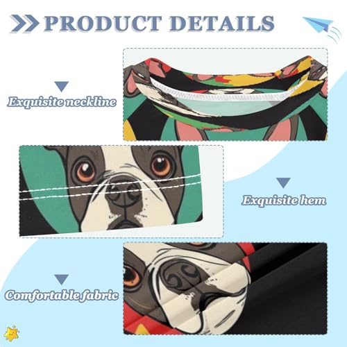 Kids Swimsuit Bulldog Dog Black Colorful Sunscreen T-Shirts Swimwear Sets UPF 50+3