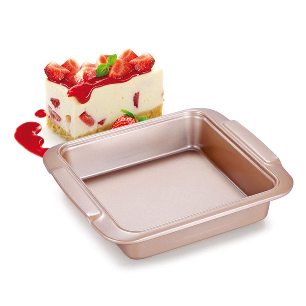 ZHANGXIAO Bandejas para Horno, Dorado Cuadrado Plato De Hornear Horno Bandeja No Pegajoso Rollo De Pastel Mollete Tiramisu Molde For Hornear