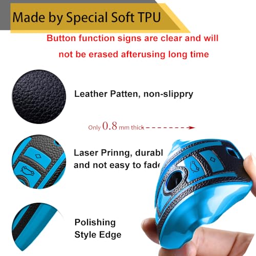 Image of Key Fob Cover for BMW, Braided Loop Keychain Accessory, Blue