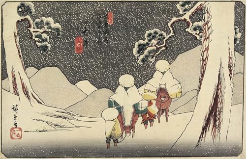 Peinture paysage de neige Utagawa Hiroshige au format 60x90cm avec détails d'estampe vintage