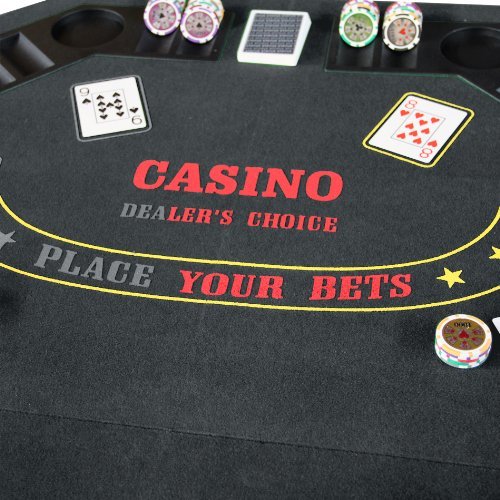 IDS Poker 48 Inch Folding Octagon Table Top Black Felt for Casino Game with Carrying Bag - Thumbnail 5