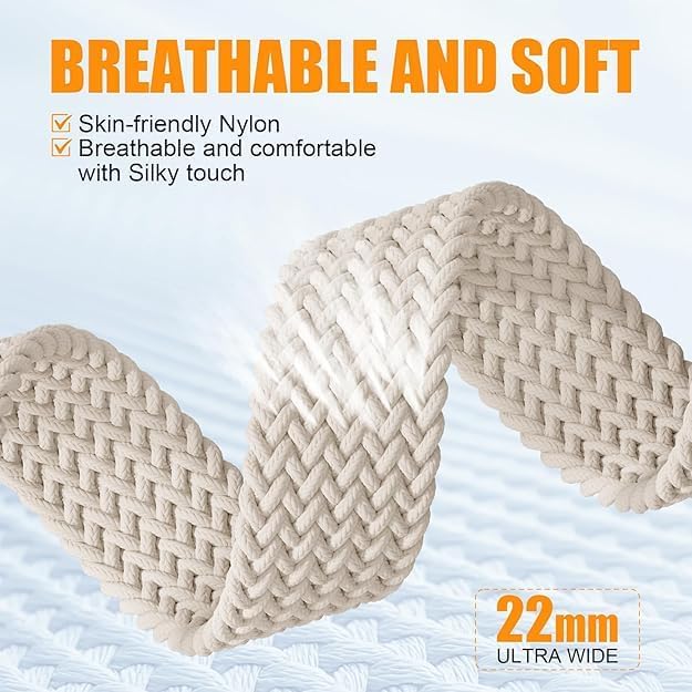 Image of Braided Nylon Band Compatible with Apple Watch 49mm /46mm /45mm /44mm /42mm /41mm /40mm /38mm | Adjustable Magnetic Clasp Strap Fit for Ultra 3 /2 /1, SE3 /2 /1 & Series 11 /10 /9 /8 /7 /6 /5 /4 /3 /2 /1