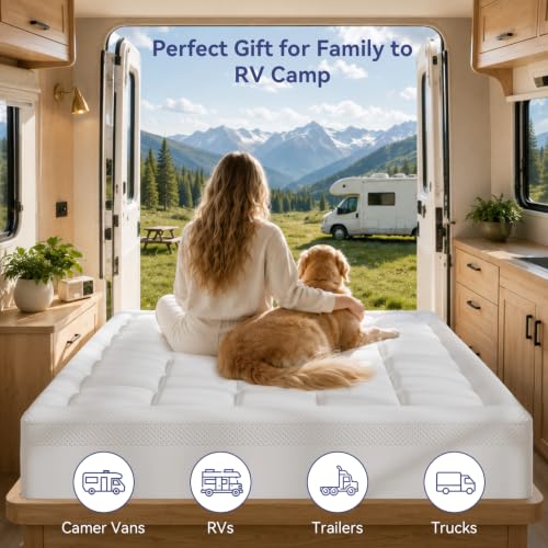 Image of ELEMUSE RV King Dual Layer 3 Inch Memory Foam Mattress Topper, 2 Inch Cooling Gel Memory Foam and 1 Inch Soft Pillow Top Mattress Pad for Back Pain Relief,72 inchx80 inch