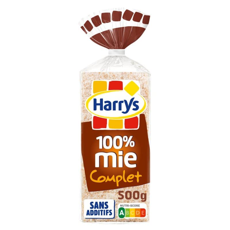 Pain de mie 100% mie Harrys : le lot de 4 complet sans croûte de 500g pour vos sandwichs