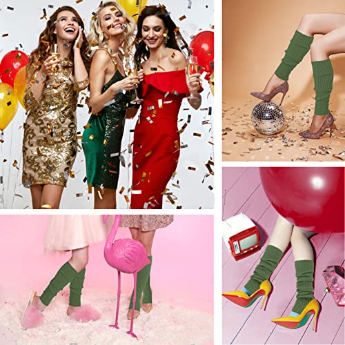 Image of v28 Women Warm Leg Warmers 80s Retro Party Costume Knit Ballet Neon Long Socks