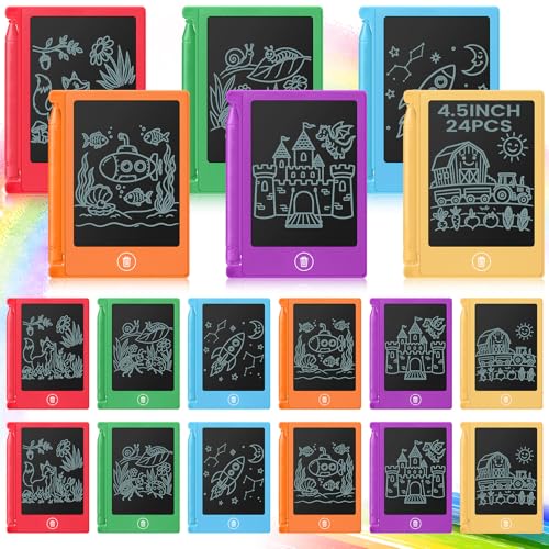Zhehao 24 Pack 4.5" LCD Writing Tablet for Kids, Rainbow Colors, Classic