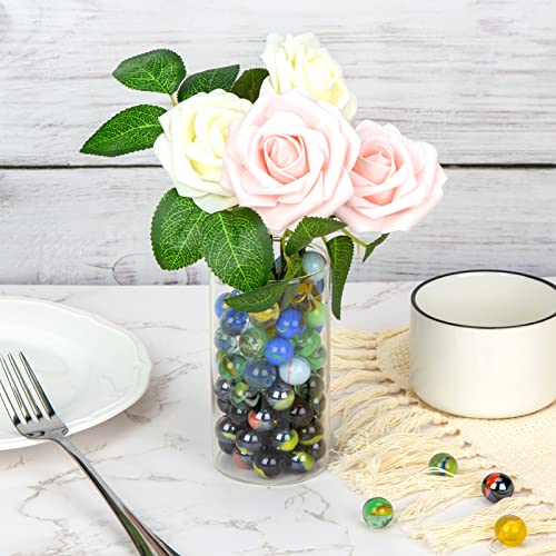 image for HAKACC 80 PCS Colourful Glass Marbles,15mm Marbles Bulk for Kids Marbl