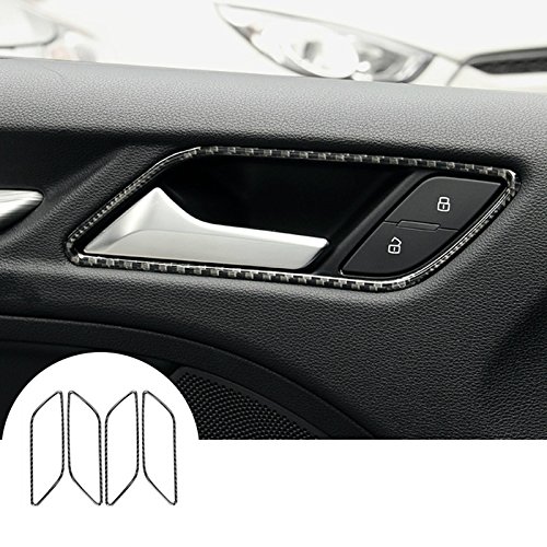 Carbon Fiber Inner Car Door Handle Frame Trim Cover 4pcs for Audi A3 S3 2014-2018