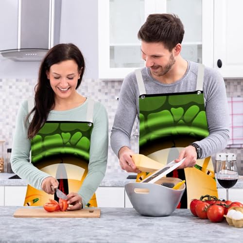 Tablier de cuisine One Large œil effrayant multicolore avec 4 broches - 6