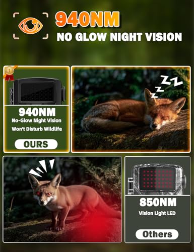CamZeste Wildkamera, 4K 60MP Wildtierkamera mit Bewegungsmelder Nachtsicht, No Glow 940nm IR LEDs, 0,1s Auslösegeschwindigkeit, IP66 Wasserdichtmit, wildkamera mit 32G Speicherkarte