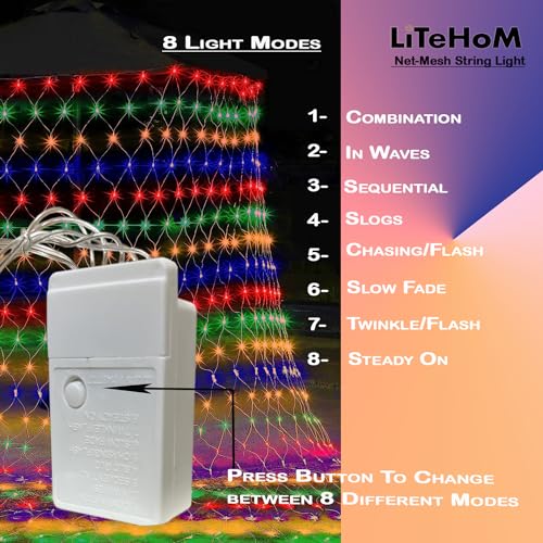 Image of Led Net Mesh String Lights - Diwali Lights, Led Lights for Home Decoration 9.8Ft X 6.6Ft 192 LEDs 8 Modes (Multicolor Net Mesh Light)
