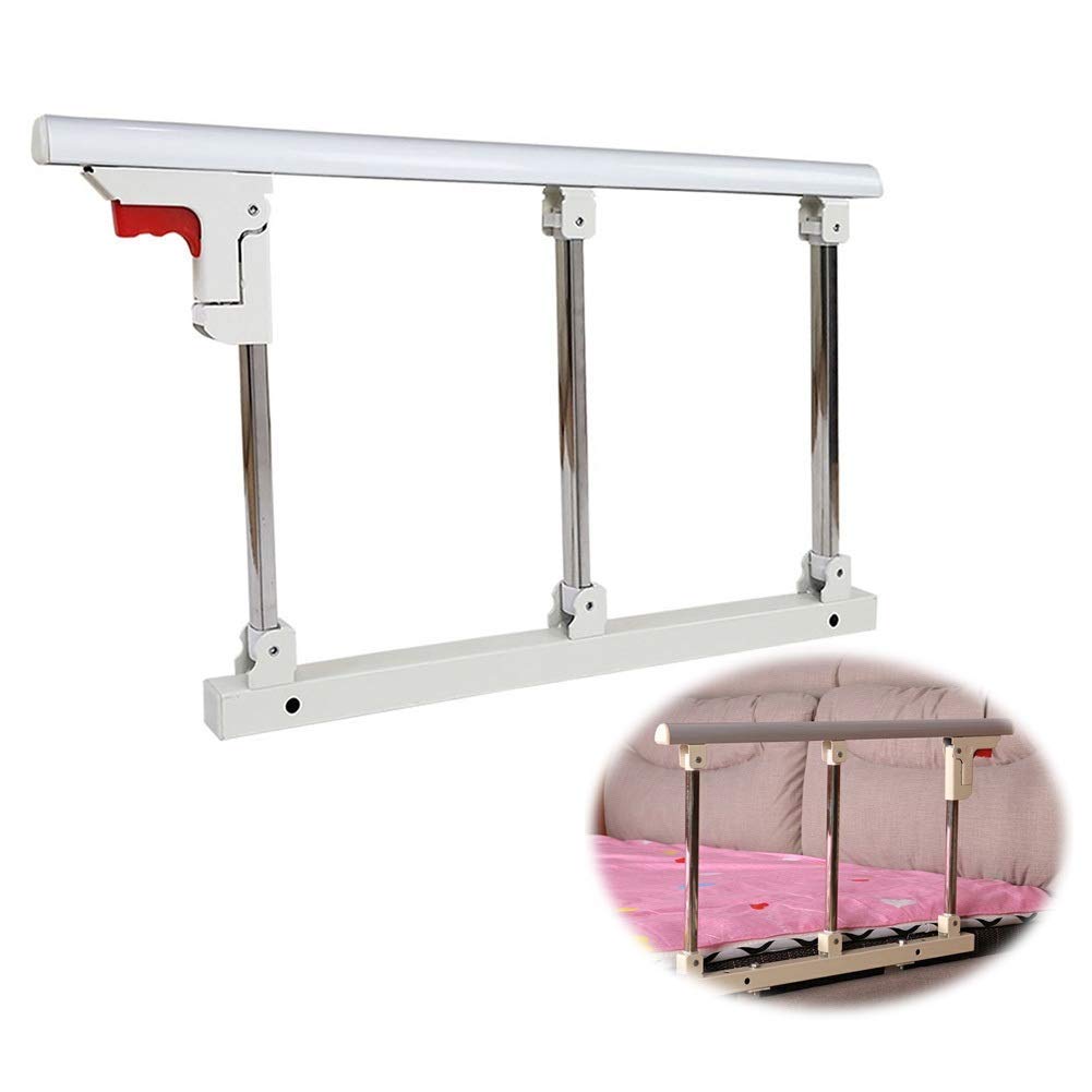 LIQICAI Bed Rail, Foldable Safety Side Guard Assist Handle for Elderly Adults Silver Metal Bedside Handrail Medical Hospital Disabled Bumper Bar, 70x40cm (Size : 70cm)