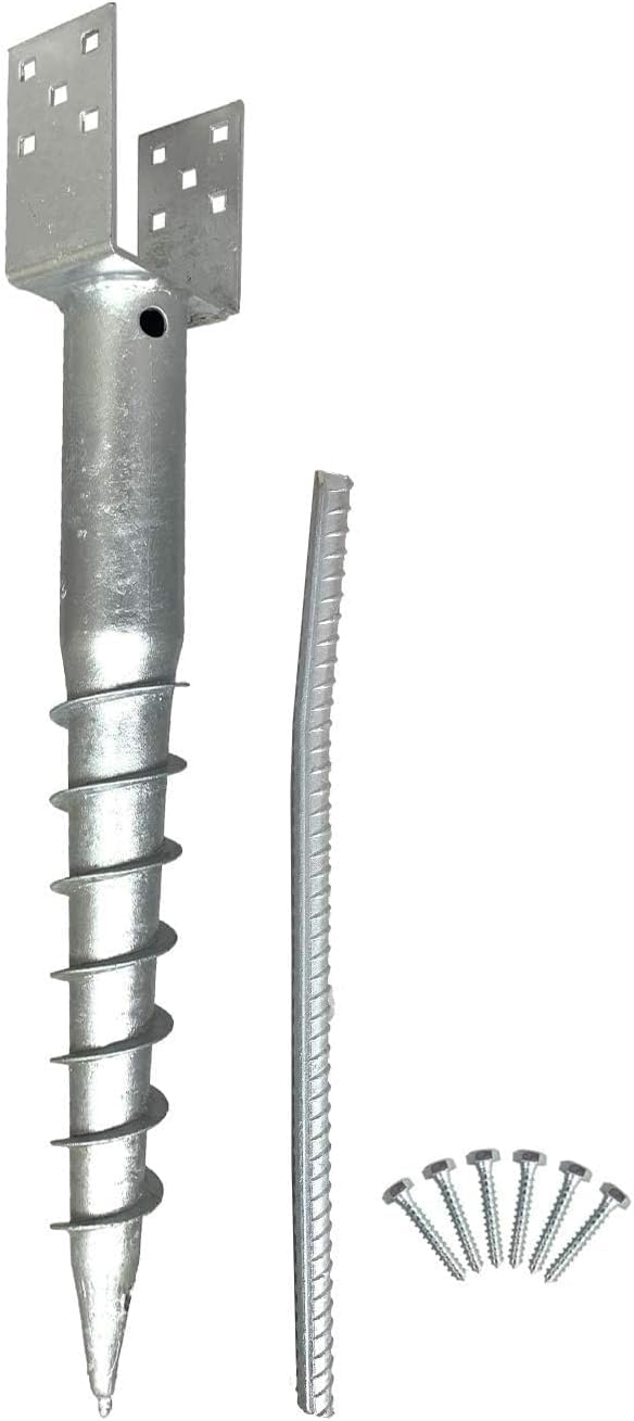 AshmanOnline Tornillo De Tierra Sin Excavación, Tornillo Modelo En U En Estaca De Poste - 27 Pulgadas De Largo, Se Adapta A 4X4 Estándar (3,5 X 3,5 Pulgadas) Ideal para Postes De Buzón - 2 Paquetes