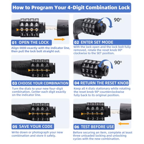 Jokmae 4-Digit Resettable Cable Lock