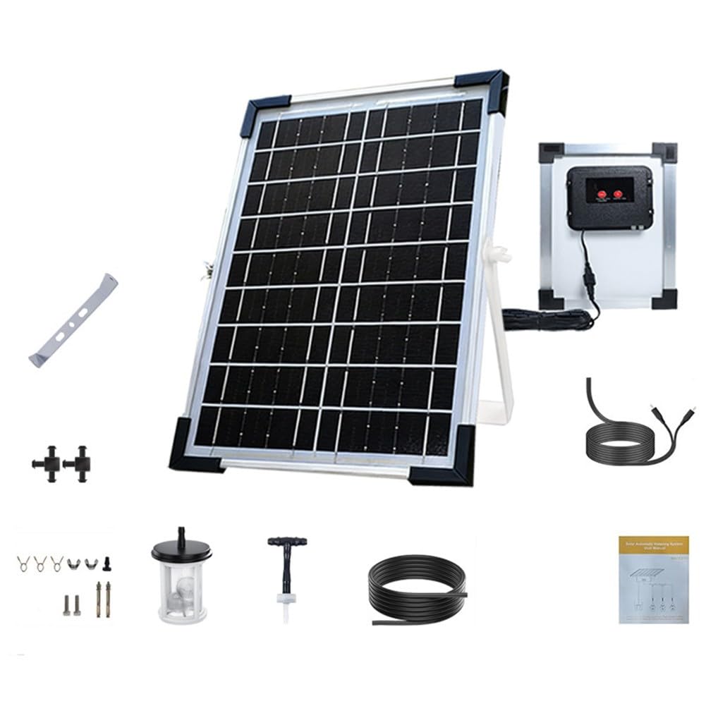 Kit di irrigazione a goccia solare per auto, timer programmabile, kit di irrigazione da giardino con tubo flessibile da 30 m