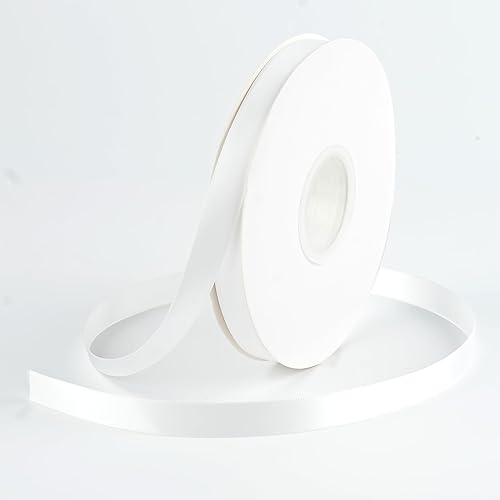 DINDOSAL Cinta de satén de 12 pulgada fina blanca para envolver regalos, cinta blanca para tarjetas de invitación de boda, cinta para el pelo para