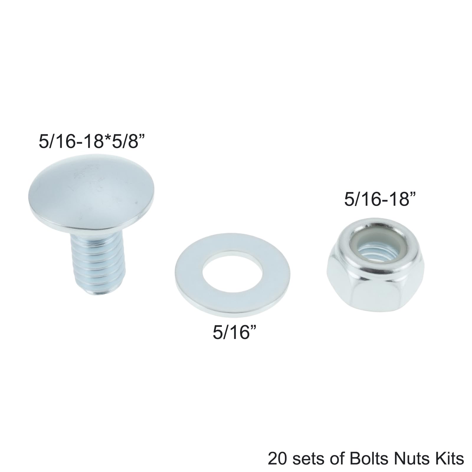 Briny River 20 Set 5/16-18 * 5/8" Snow Blower Carriage Bolts Nuts 784-5581A Compatible with MTD Shave Plate Scraper Bar - Image 3