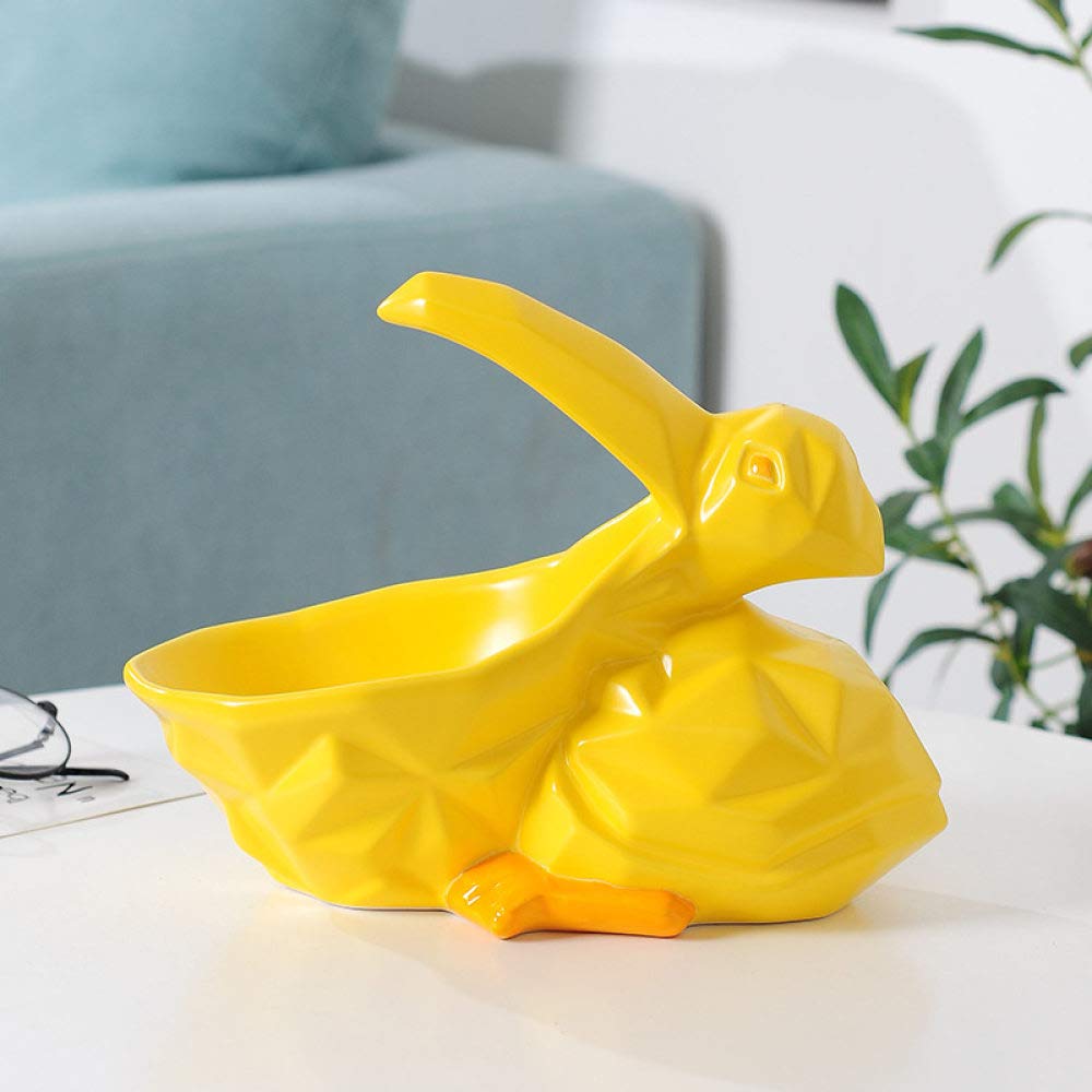 Statue Toucan jaune céramique petite sculpture abstraite oiseau déco maison bureau