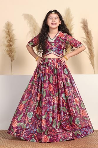 Image of Fashion Dream Girl's Georgette Readymade Lehenga Choli Set|lehenga for kids|kids lehenga