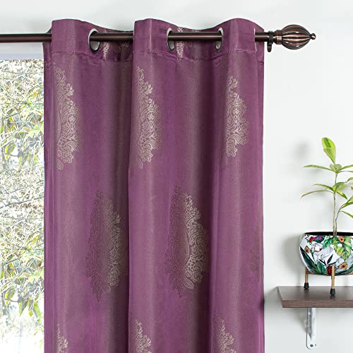 Image of Deco Window Polyester Semi Blackout Curtains 5 feet Long Set of 2, Room Darkening (Eyelet,Amethyst, 3.5X5FT) Curtains for Bedroom and Living Room
