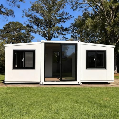 20ft White Modern Tiny House with 2 Bedrooms,1 Full Bathroom & 1 Kitchen - Ready-to-Use Portable Home for Camping,Backyard Retreat & Small Living Needs