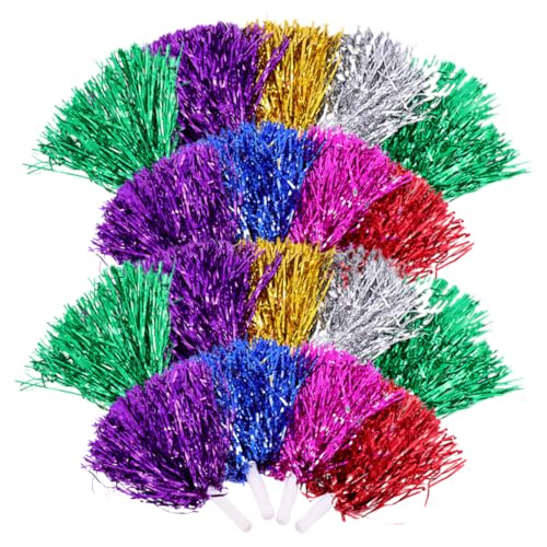 GRIRIW 18Pcs Cheerleading Pom Poms Decorative Cheer Props for School Sports Events Use Easy to Use Handle Design for Dance Routines and Team