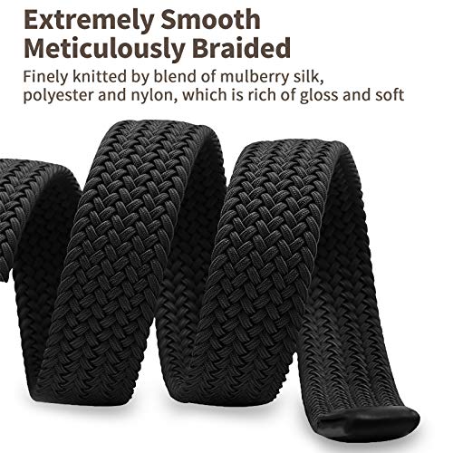 Elastic Braided Belt, Fairwin Unisex Men Women Braided Elastic Stretch Woven Belt for Jeans, Trouser,Black,for Waist 91-100cm(Size: L(Waist 36inch-40inch/91-100cm))