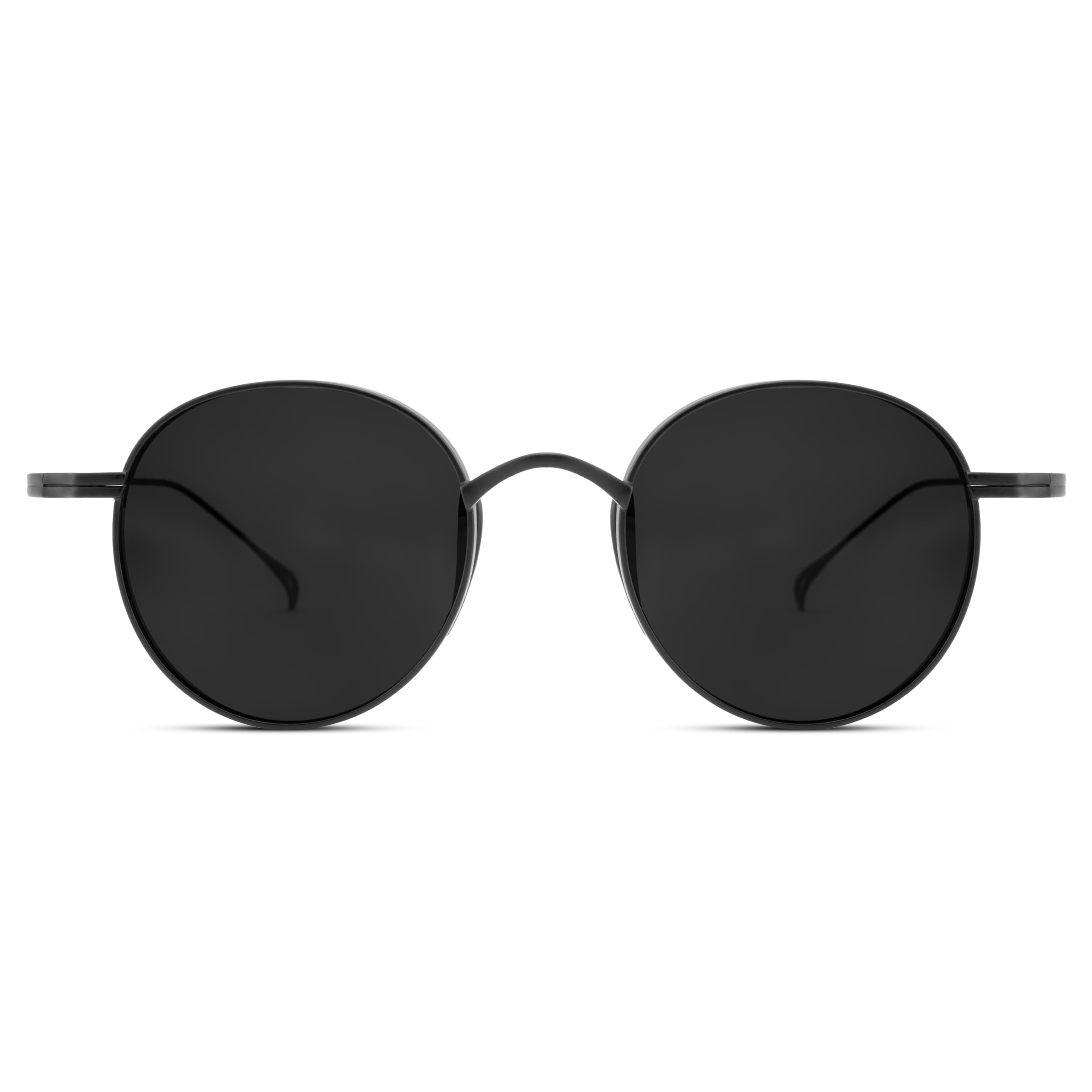 Arkai by Trendhim Polarisierte Runde Sonnenbrille | Schwarzer Titanrahmen | UV400 Schutz | Verspiegelte Gläser | Dänisches Design