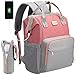 COSYLAND Mochilas para Pañales Biberones Bolso de Cambio Mamá Multifuncional Impermeable Gran Capacidad con Aislado Bolsillos para Cuidado Bebé con 2 Correas de Cochecito Puerto y Cable USB Gris+Rosa