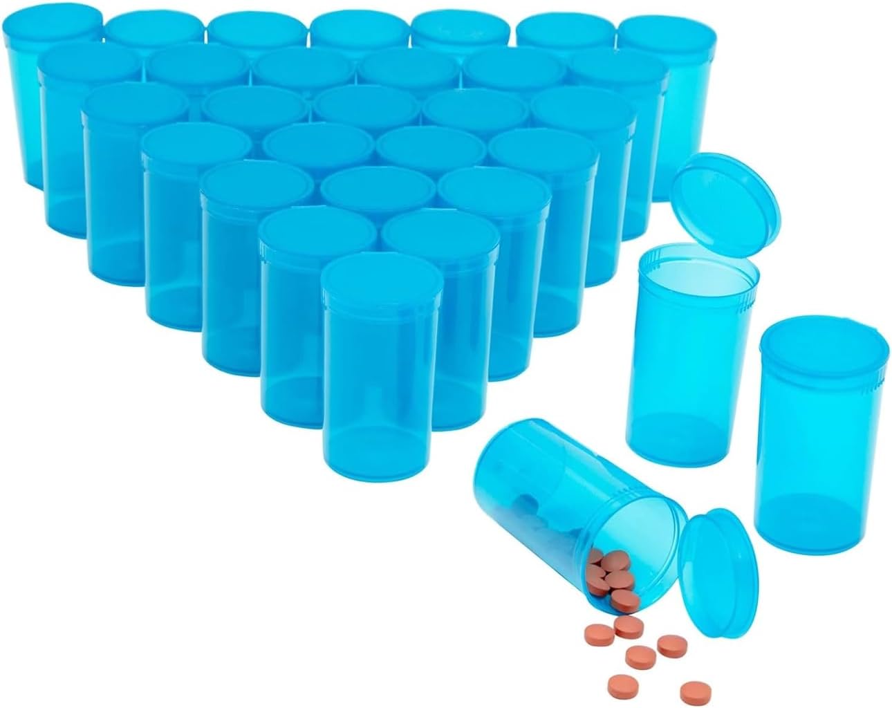 100Pcs Empty Pill Bottles with Caps, 13 Dram Empty Prescription Vial, Waterproof Airtight Joint Pill Bottles with Pop Top Caps, Medicine Container for Pill, Crafts, Candy, Supplements(Gold)