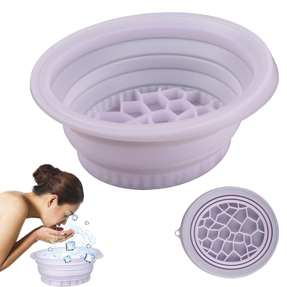 Cuenco Facial Para Hielo, Quick Cooling Face Ice Bath Bowl, Plegable Cuenco De Baño De Hielo Facial con Bandeja de Hielo Incorporad, Portátil Tazón Facial Para El Hogar, De La Hinchazón